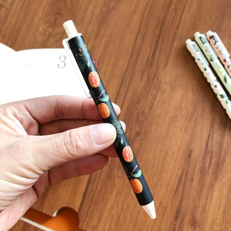 

4pcs 0.38mm Cute Plant Fruit Gel Pen Novelty Press Black Ink Signature Neutral Pens for Kids School Office Supply