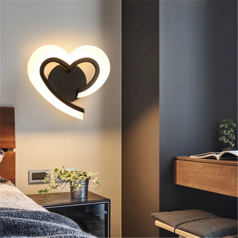 

Creative love shape simple modern LED light bedside wall lamp bedroom lamp living room study wall corridor light Free Shipping