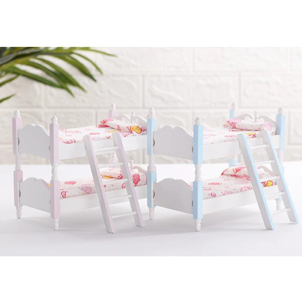 Миниатюрная детская мебель для кукольного домика 1:12 модель двухъярусной кровати
