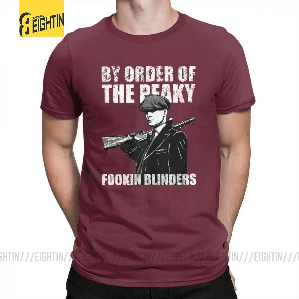 Футболки The Peaky Fookin blinds, хлопок, короткий рукав, круглый вырез, одежда для мужчин, футболки, винтажные, уникальные, 4XL, футболка - Цвет: Burgundy