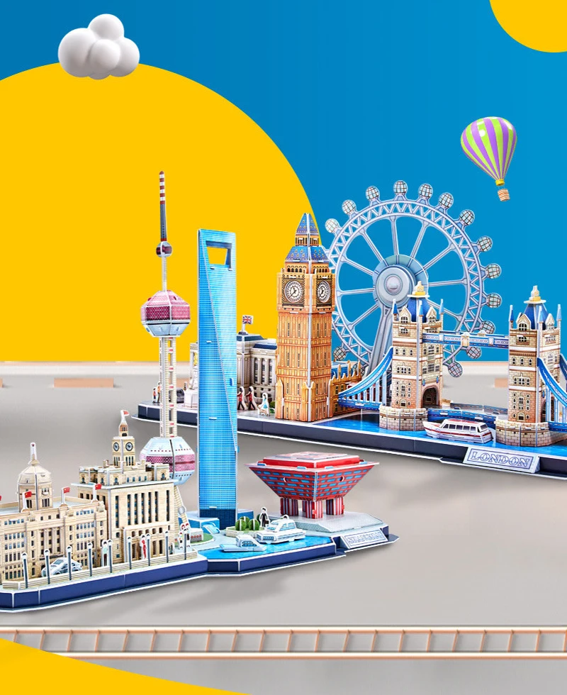 

Large-scale World Architectural Model Assembling Toy 3D Paper Model Puzzle City Block DIY Handmade Puzzle Assembling Toy Gift