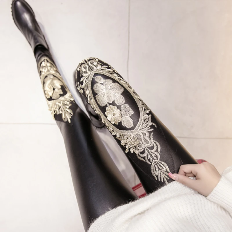 2019 теплые женские леггинсы сексуальные черные кожаные брюки с высокой талией