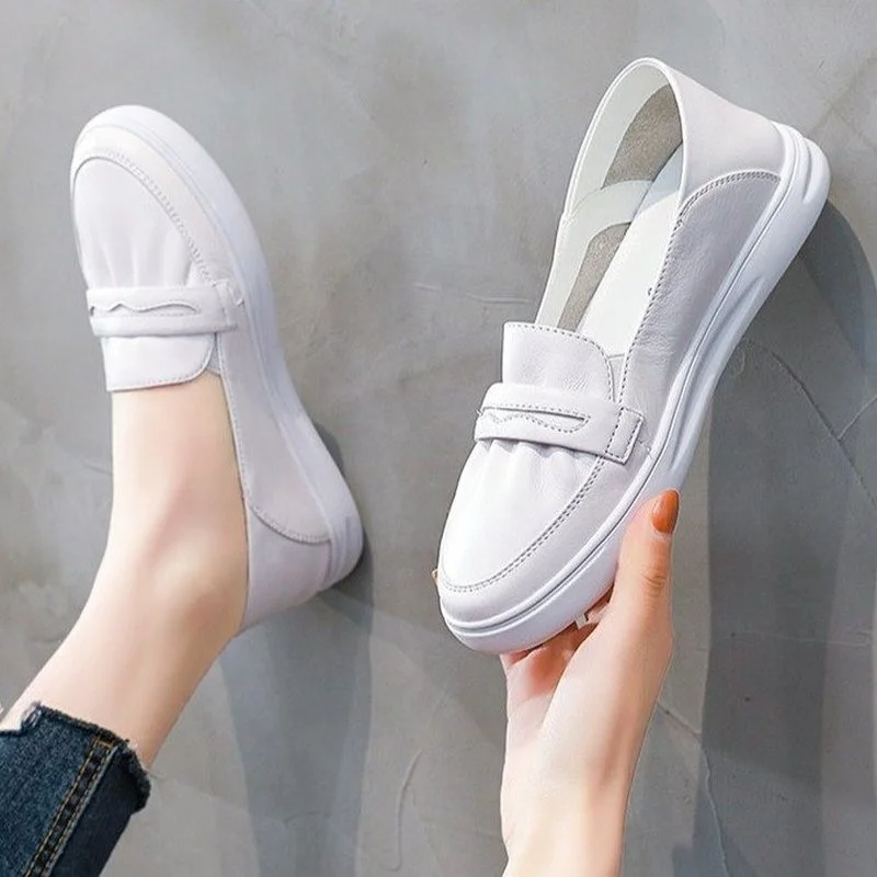 

Маленькие белые женские туфли, новинка сезона осень 2021, стильные одноступенчатые туфли для отдыха, женские летние легкие туфли в горошек