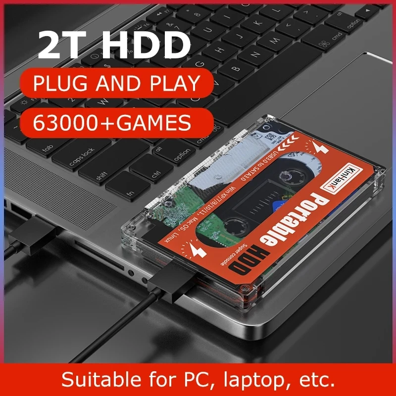 External Game Hard Drive Disk SATA 3 2T HDD Portable For Laptop/PC/Windows/Mac OS With 63000+Games PS3/PS2/WIIU/WII/PS1/N64 | Электроника