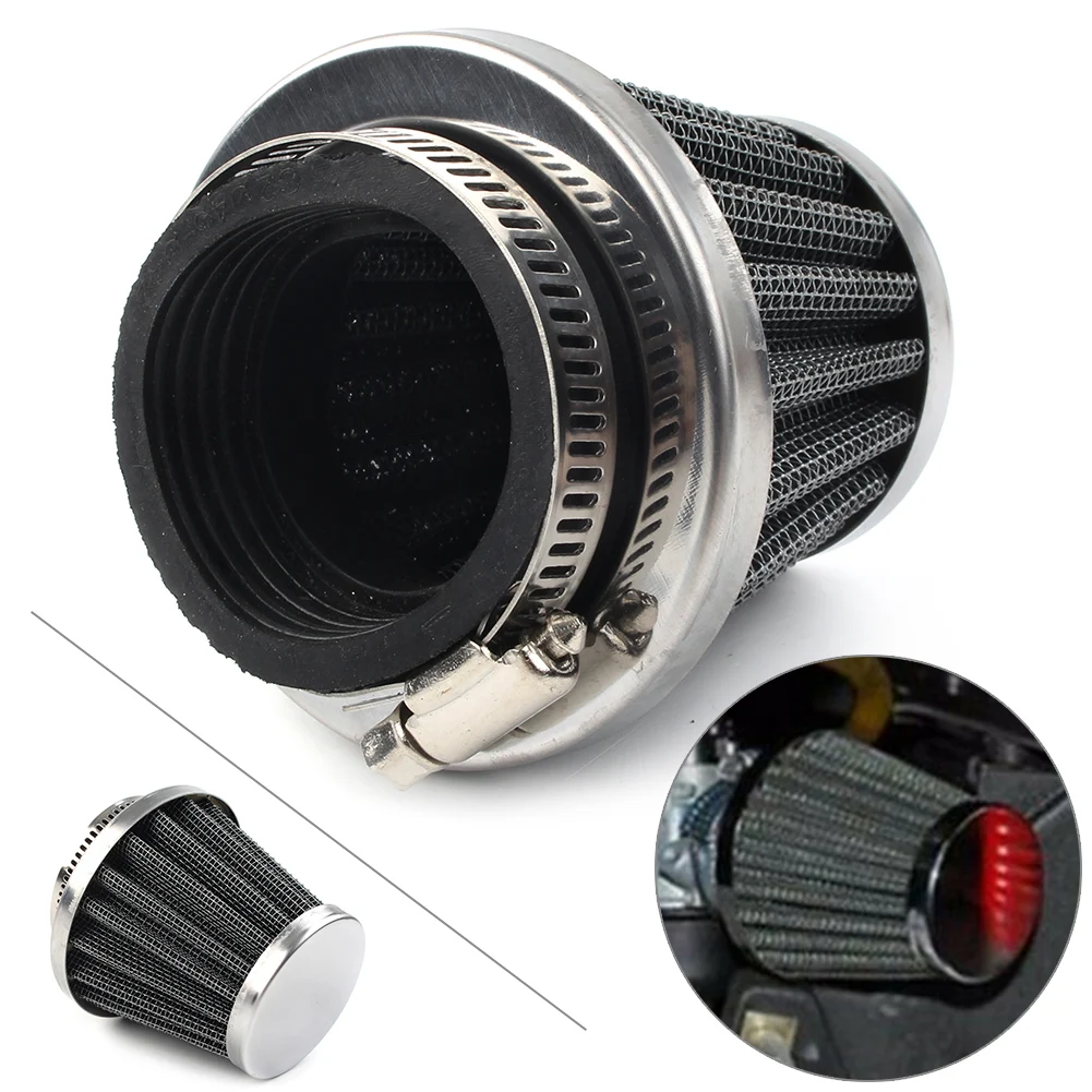 

Universal 42mm Motorcycle Air Filter Cleaner for Dirt Pit Quad ATV Bike Buggy Go Kart Chrome