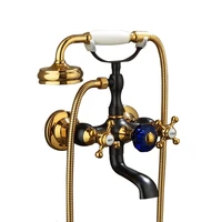 bathroom bathtub faucets brass mixer crane taps hot cold bath shower set wall mounted dual handle black oil brushed gold