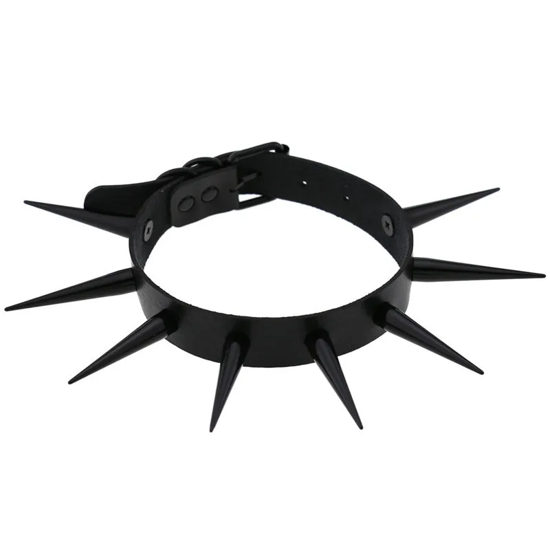 Gothic Black Spiked Leather Choker Necklaces for Women Punk Collar on The Neck Goth Necklace Jewelry Rivets Studded Chocker | Украшения и