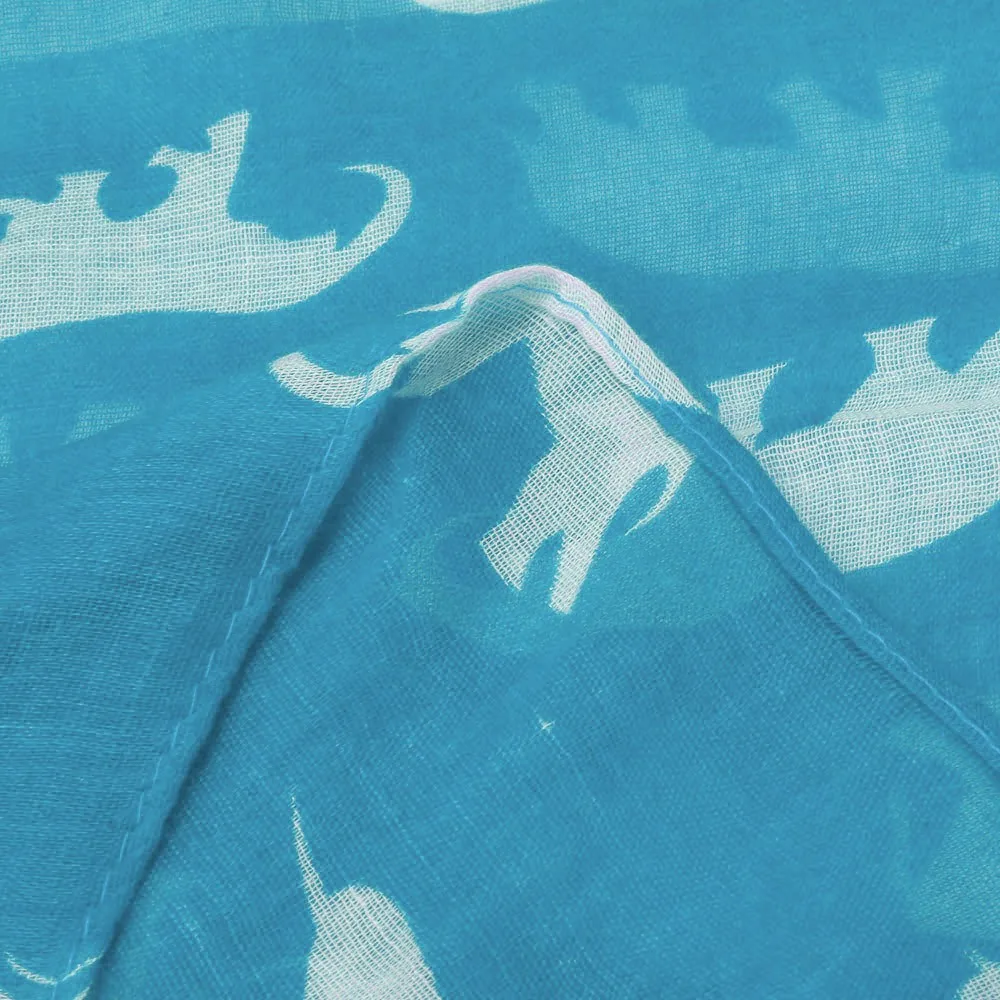 Thin Shawls Floral Print Scarf For Ladies Satin Scarf Lady Womens Long Cute Elephant Print Scarf Wraps Shawl Soft Scarves