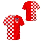 Пользовательская футболка UWJI для мужчин и женщин, хорватские футбольные майки, спортивные летние топы, красная, белая сетка, 3D-печать, футбольные футболки для фитнеса, 5XL