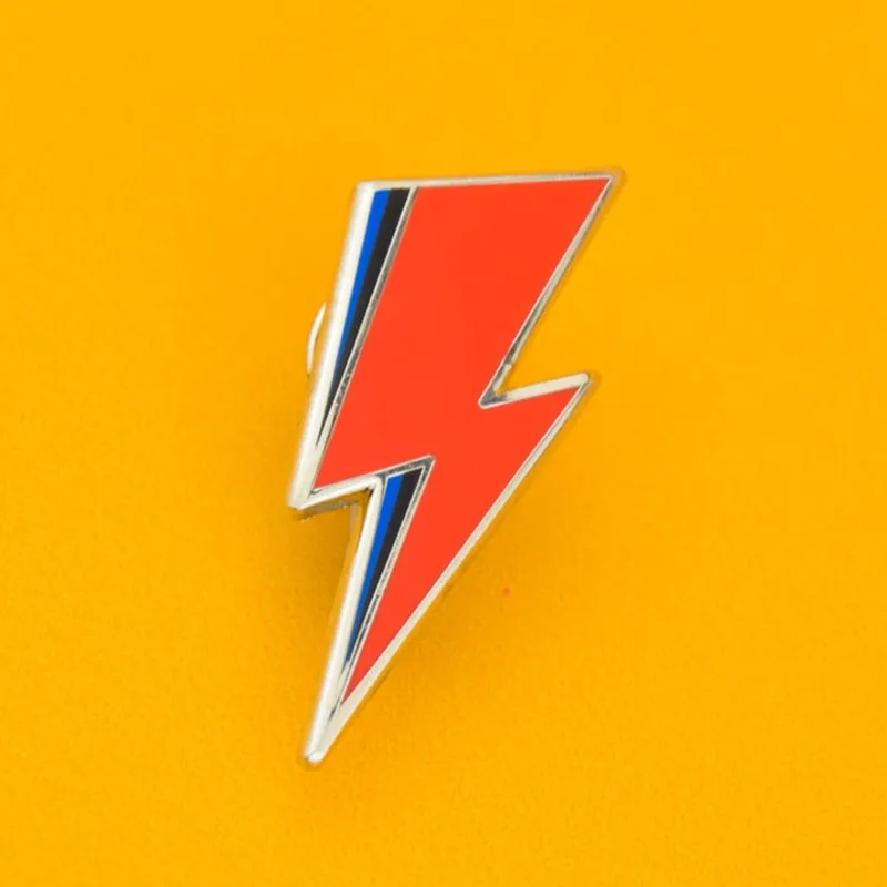 

Cute Bowie Inspired Lightning Bolt Enamel Pins Badge Brooch Fashion Jewelry Fan Gift