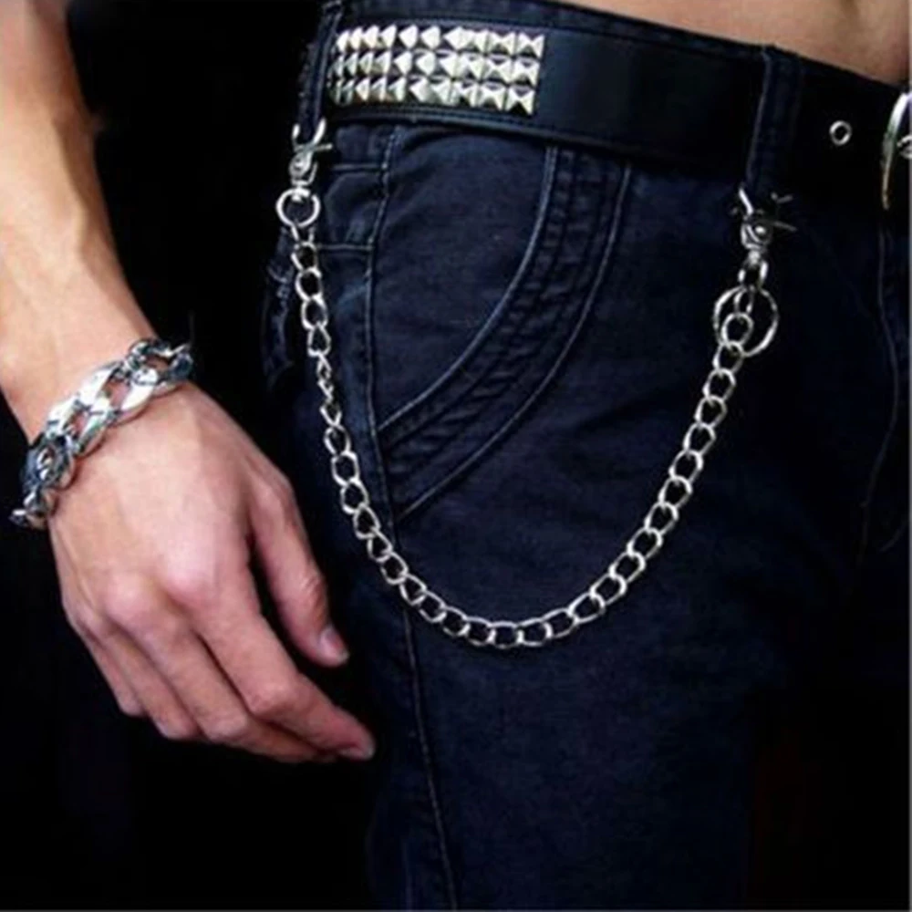 

2020 High Quality Long Metal Keyring Keychain Chain Hipster Pant Jean Key Wallet Belt Ring Clip Men's HipHop Jewelry Display New