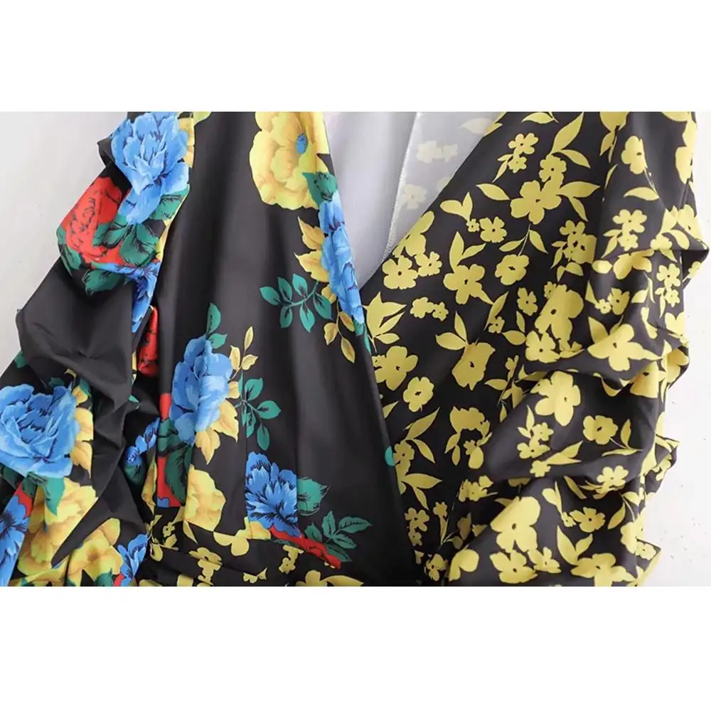 Boho elegant ruffle blouse women shirt 2019 Summer tops sexy v neck chic bow vintage floral chiffon korean clothes blusas | Женская