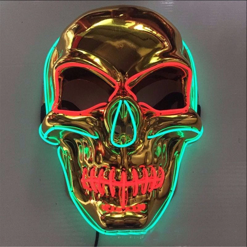2019 Хэллоуин Взрослый череп Led Цвет светящаяся маска холодный цвет Праздничная
