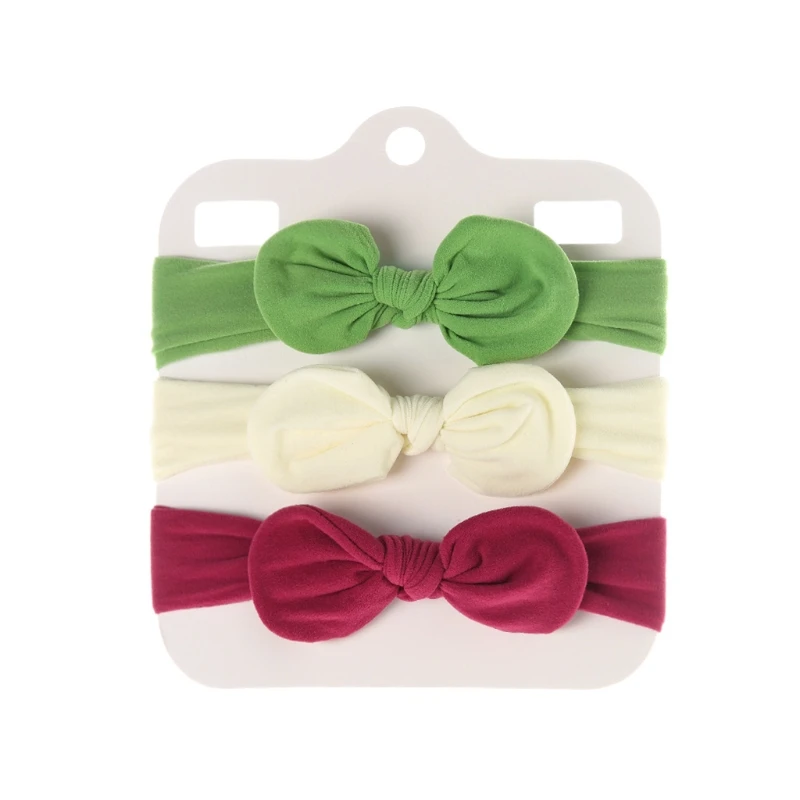 

3 Pcs Baby Girls Bow Headbands Solid Color Elastic Soft Nylon Bowknot Hair Band Headdress Hair Accessories for Newborn