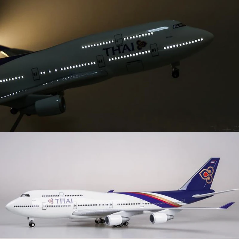 Модель самолета Thai Airways B747 1/150 весы 47 см светильник колеса полимерная модель для