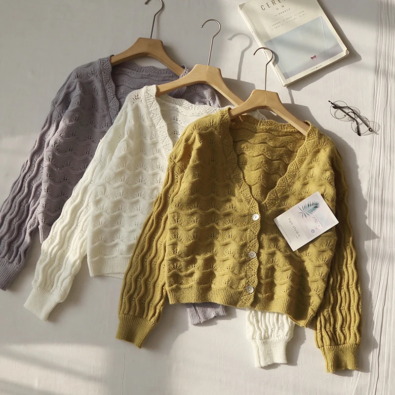 Однотонный Повседневный вязаный кардиган свитер 2020 женская мягкая и возрастная