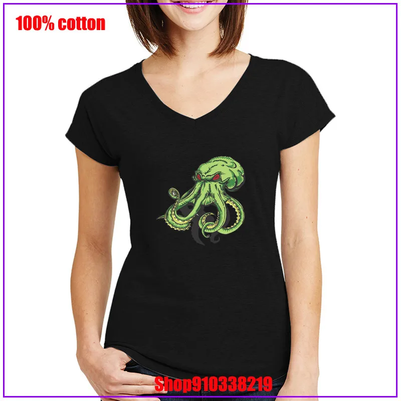 Женская футболка с v образным вырезом забавная летняя осьминог Левиафан Кракен