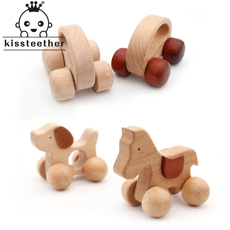 

Organic Baby Teething Product Beech Wooden Rattle Car Teether DIY Wood Teether Pendent Eco-Friendly Safe Baby Teething Chew Toys