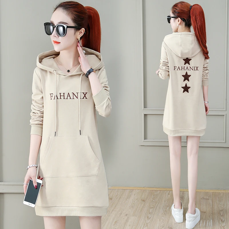 

Женская фланелевая толстовка средней длины с капюшоном и круглым вырезом