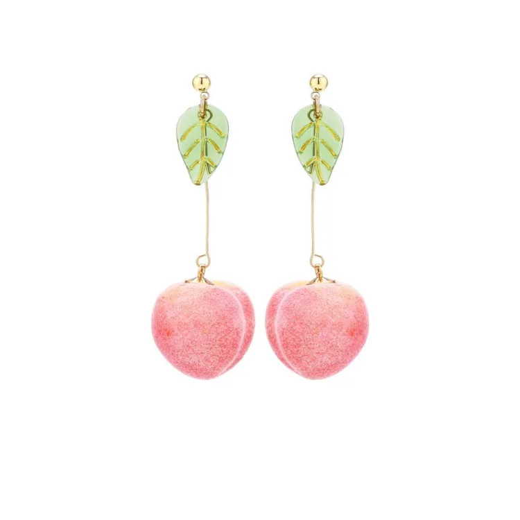 

ANGLANG Peach Dangle Earrings Sweet Cute Girly Earrings For Summer Valentines Day Gift New Arrival Wholesale Discount