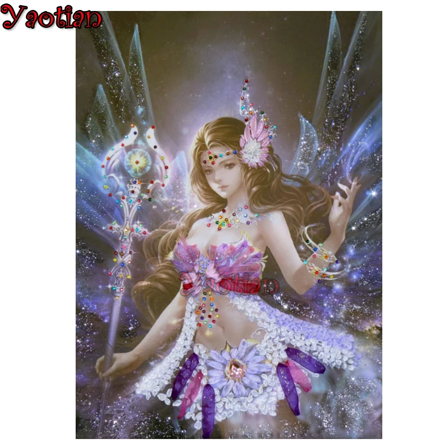 

Мультяшная фея с волшебной палочкой, алмазная живопись своими руками, полная вышивка, алмазная вышивка крестиком, аниме, сексуальная девушк...