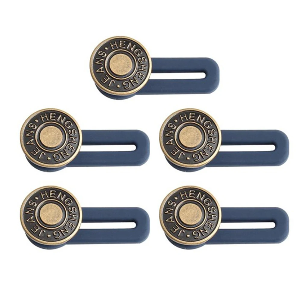

5pcs Magic Metal Button Extender For Pants Jeans Free Sewing Adjustable Retractable Button Waist Extenders Waistband Expander