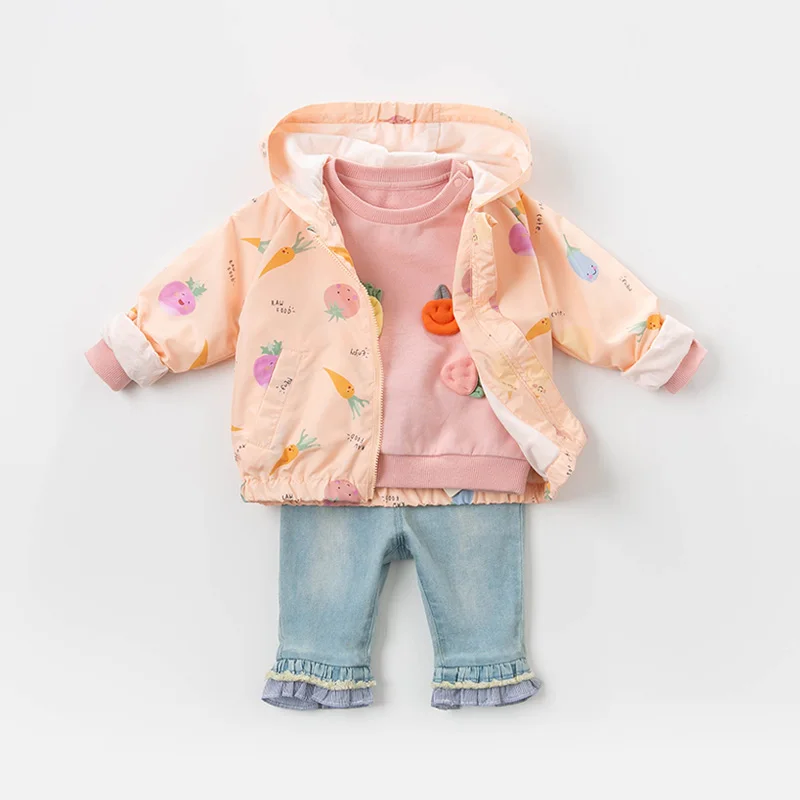 DBZ13327 dave bella Весенняя футболка для девочек с аппликацией в виде фруктов детские