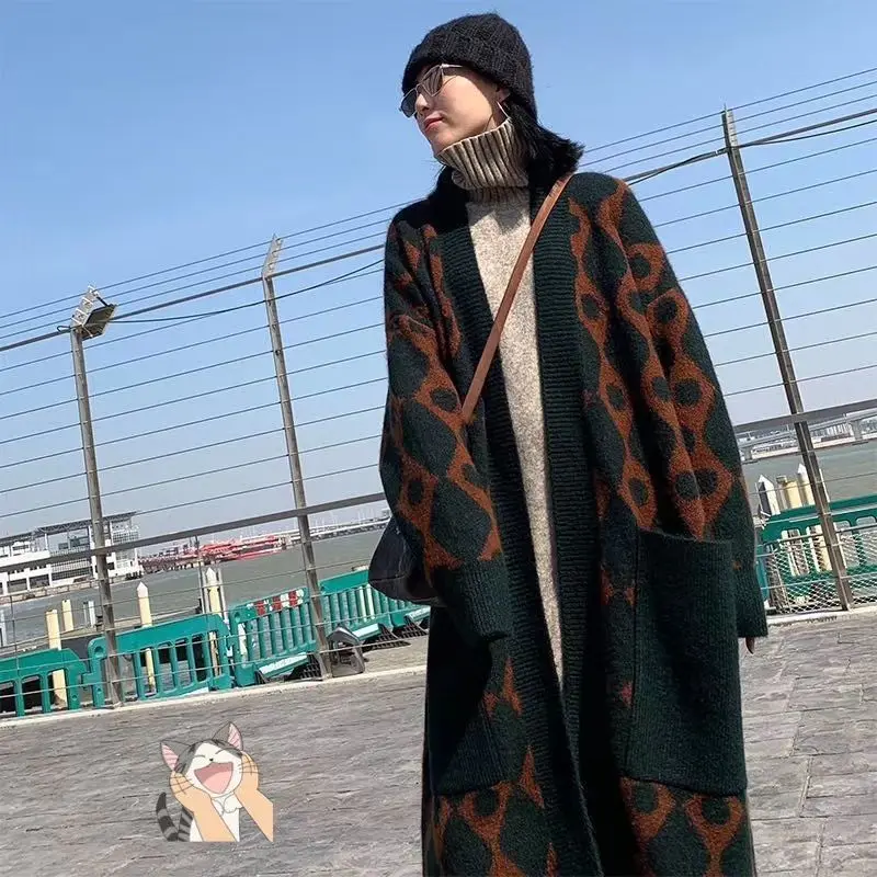 Женский Повседневный кашемировый тренчкот длинный кардиган оверсайз с