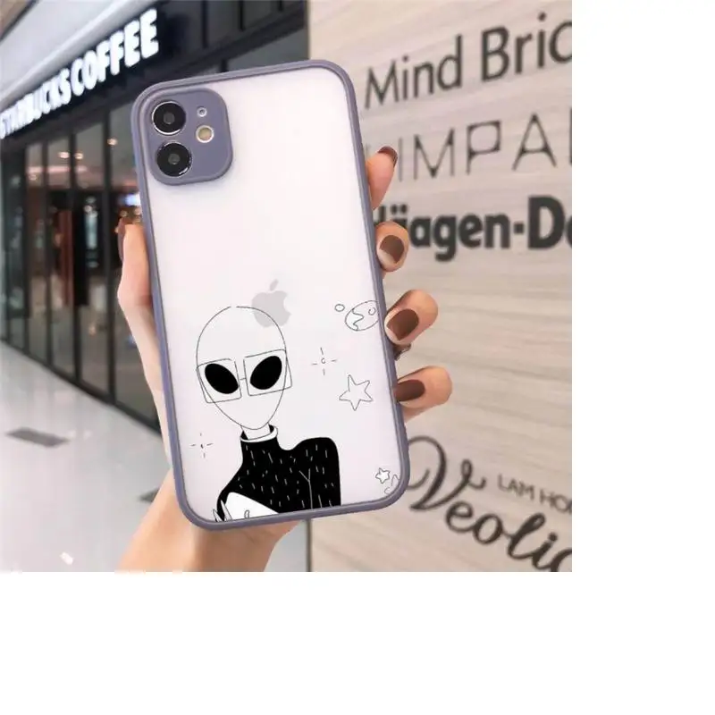 

Funny cute Cartoon alien space Phone Case matte transparent For iphone 7 8 11 12 plus mini x xs xr pro max cover