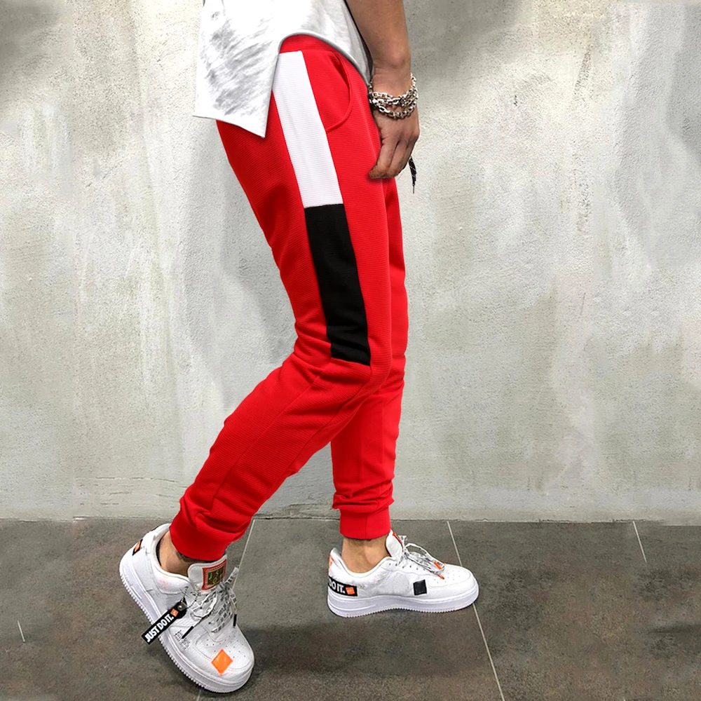 Men's Sweatpants Side Stripe Hip Hop Track Pants Street Wear Skinny Joggers Drawstring Elastic Waist Male Casual | Мужская одежда