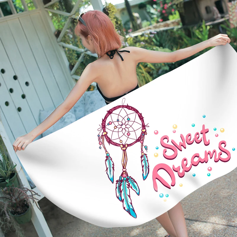

Free shipping Ethnic Dream Catcher Feathers Deer Antler Flower Rectangular Yoga Spa Swim Bath Beach Towel Holiday Gift