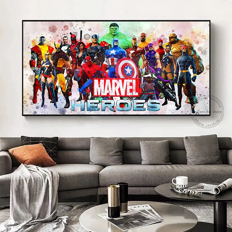 

Watercolor Marvel Canvas Painting Superhero Captain America Poster Prints Wall Art Pictures for Kids Bedroom Decor Cuadros
