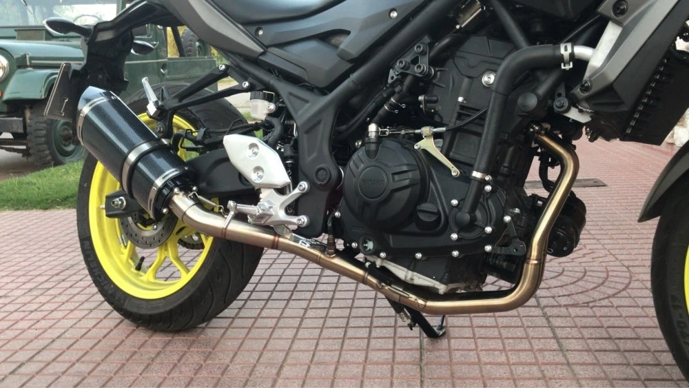 Мотоциклетная средняя труба полная система выхлопа без шнуровки для Yamaha MT03 MT-03 YZF R3 R25 YZF-R3 YZF-R25 от до без выхлопа