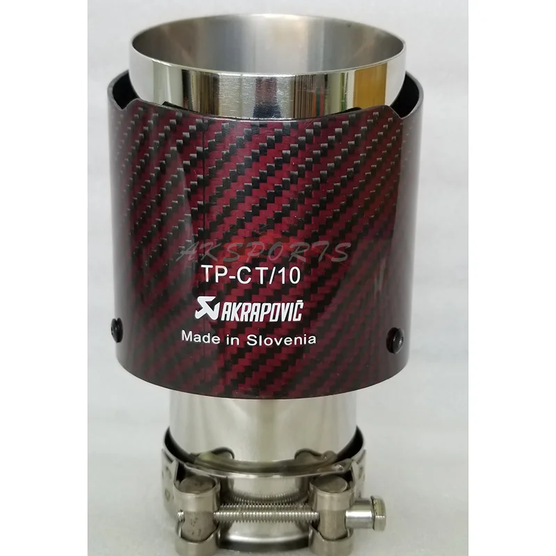 Универсальный Akrapovic углеродного волокна выхлопная труба глушитель наконечник глянцевый красный саржевое волокно Крышка для Audi