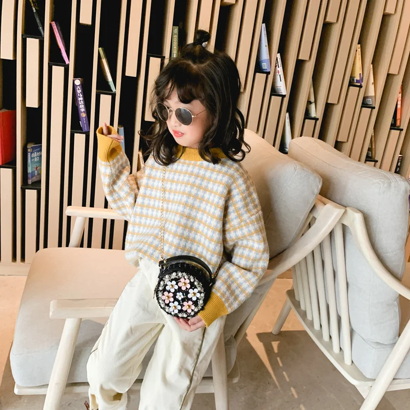 

Children Bag 2021 Winter New Pearl Small Round Bag Messenger Bag Princess Girl Handbag