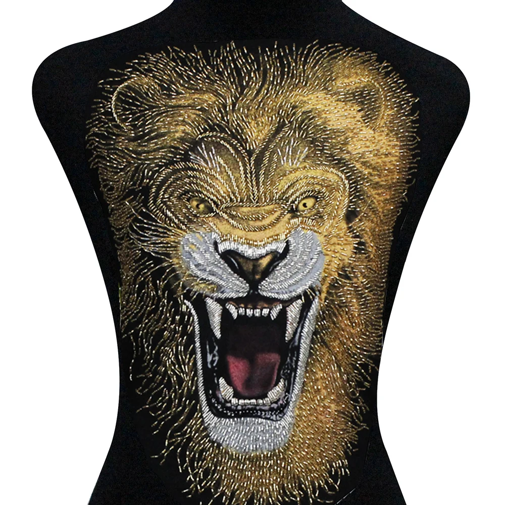 Искусственный Тигр Череп вышитое бисером Лев фотоэлемент одежды сделай сам