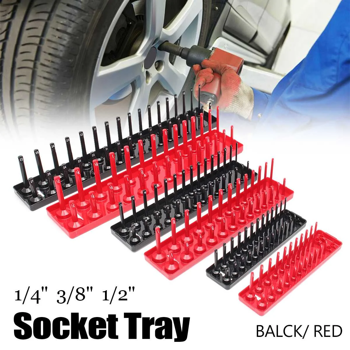

3Pcs/set 1/4" 3/8" 1/2" High Pole Socket Organizer Socket Tray Rack Holder Multi-functional Sleeve Bracket Tool Organizer