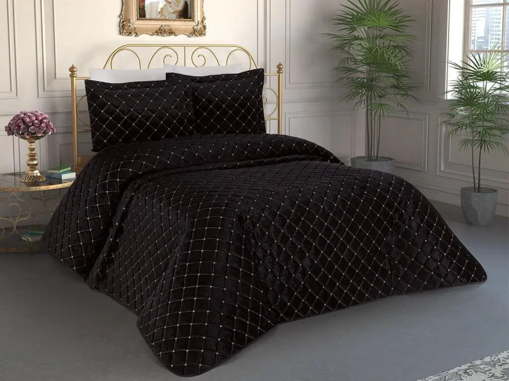 

Dessert Velvet Single Bed Cover Black