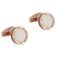 creative mens business formal cufflinks rose gold color plated round cuff studs carbon fiber customizing wholesale