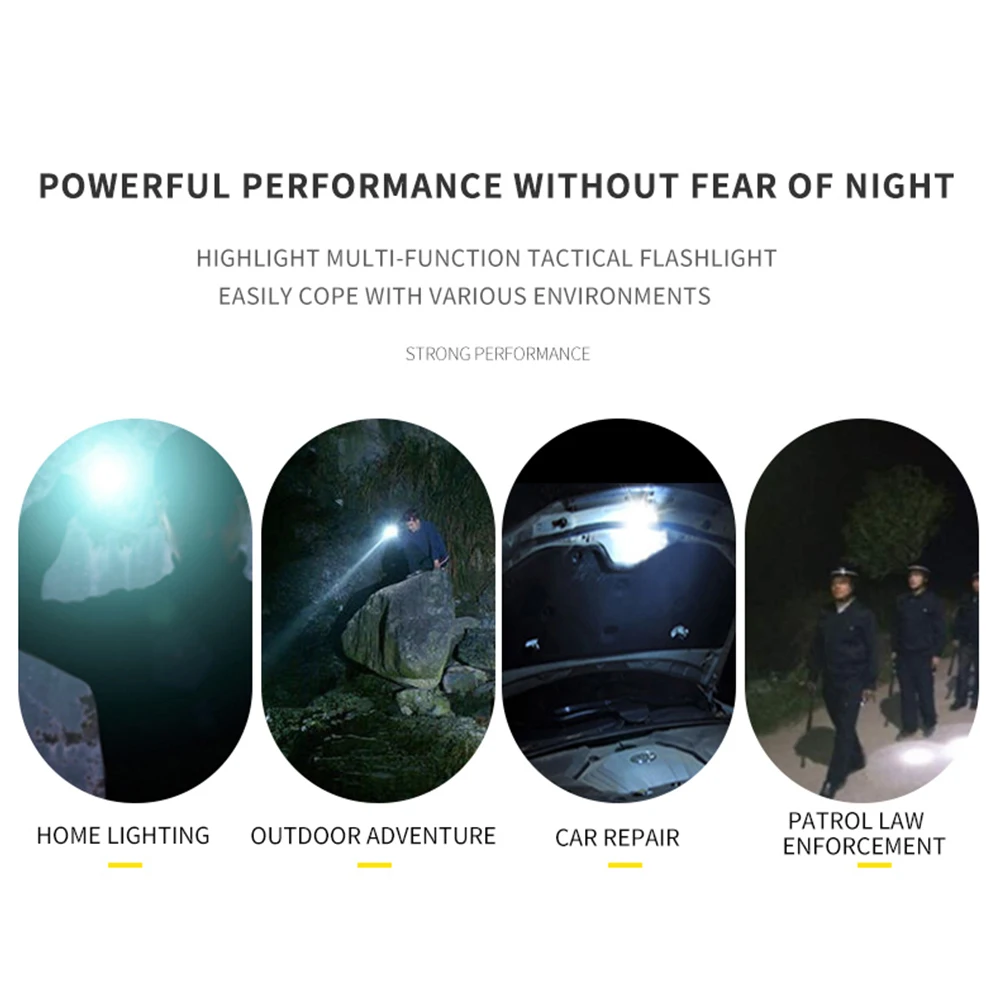 

XHP160 50W Strong Light Flashlight Double Switch Attack Head Long Shot Strong Light Flashlight led torch