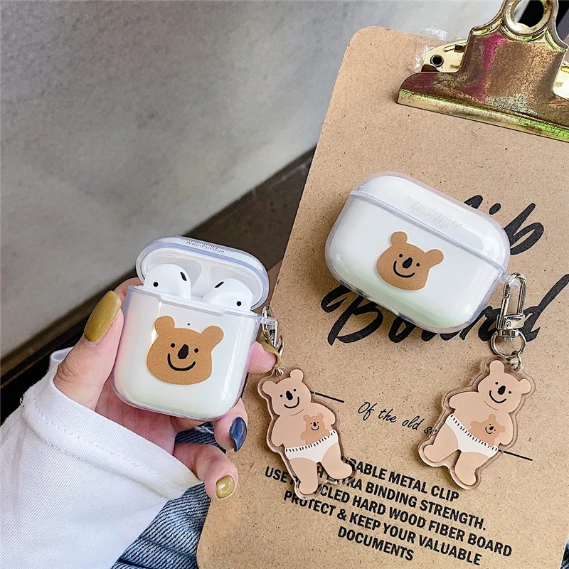 

For Airpods Cases soft PC Transparent Earphone Cases For Apple AirPods 1 2 pro Charging Box Cute Cartoon Koala bear Cover Bag