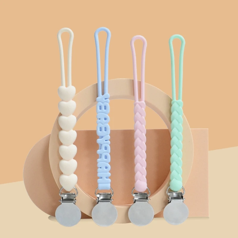 

1pc BPA Free Silicone Baby Pacifier Clip Chain Soother Dummy Holder Metal Nipple Clips Molar Teething Chewing Toys for Newborn