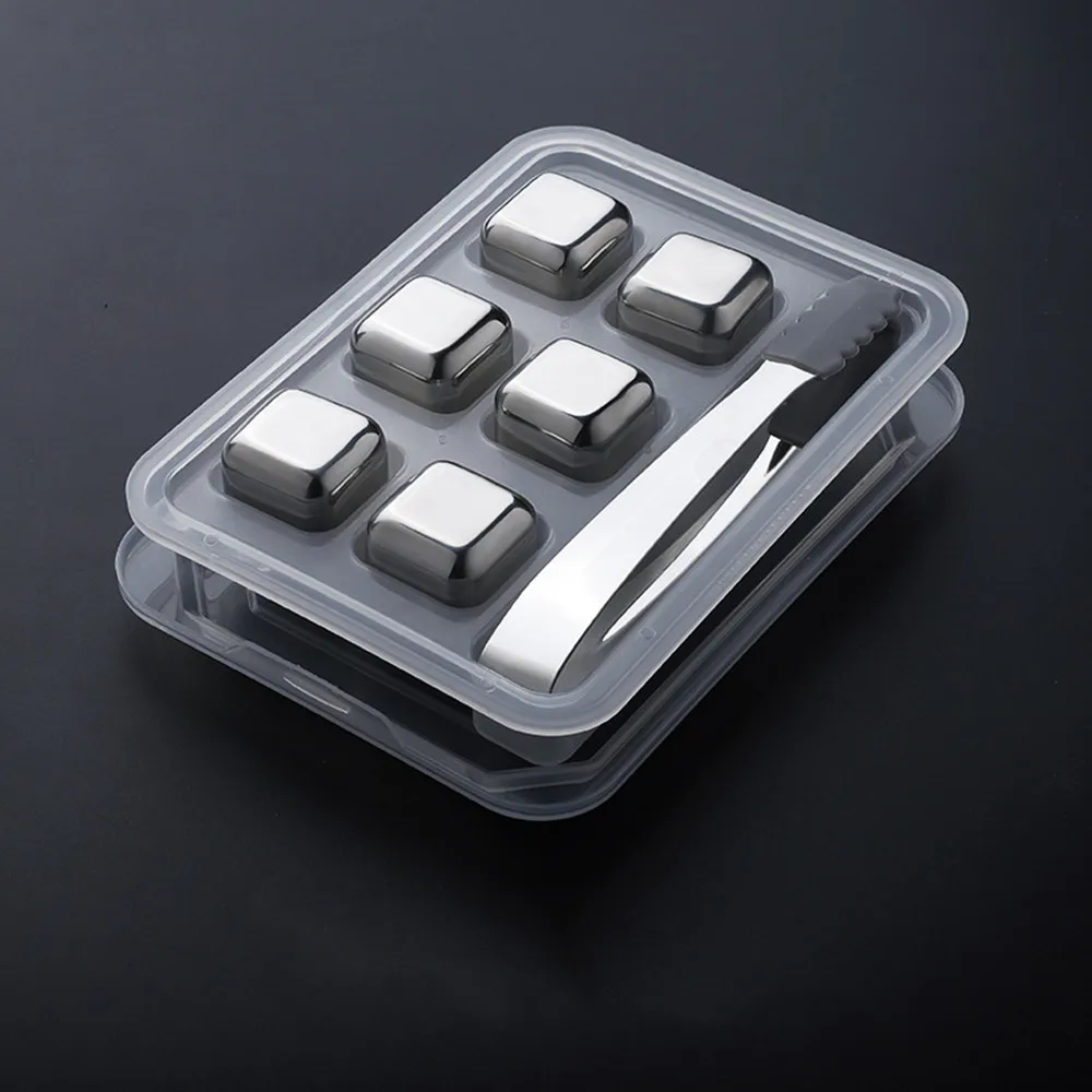 

New Whisky Stones Ice Cubes Set Reusable Food Grade Stainless Steel Wine Cooling Cube Chilling Rock Party Bar Tool