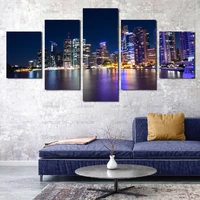 5 piecespieces of city landscape modern mural decoration posters living room hd print pictures family home decoration painting
