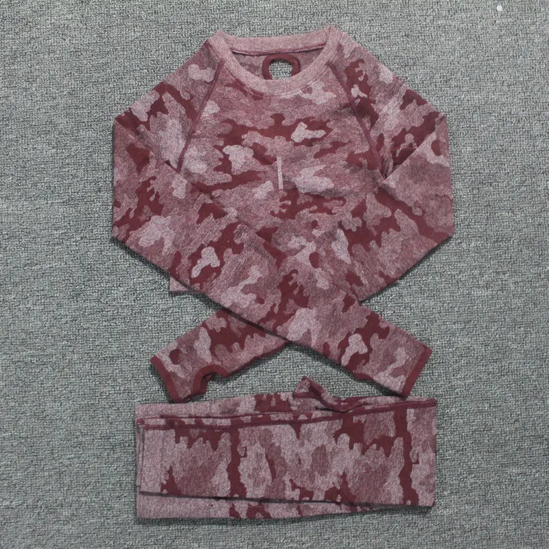2 шт./компл. Камуфляжный комплект для йоги Женский бесшовный бюстгальтер фитнеса