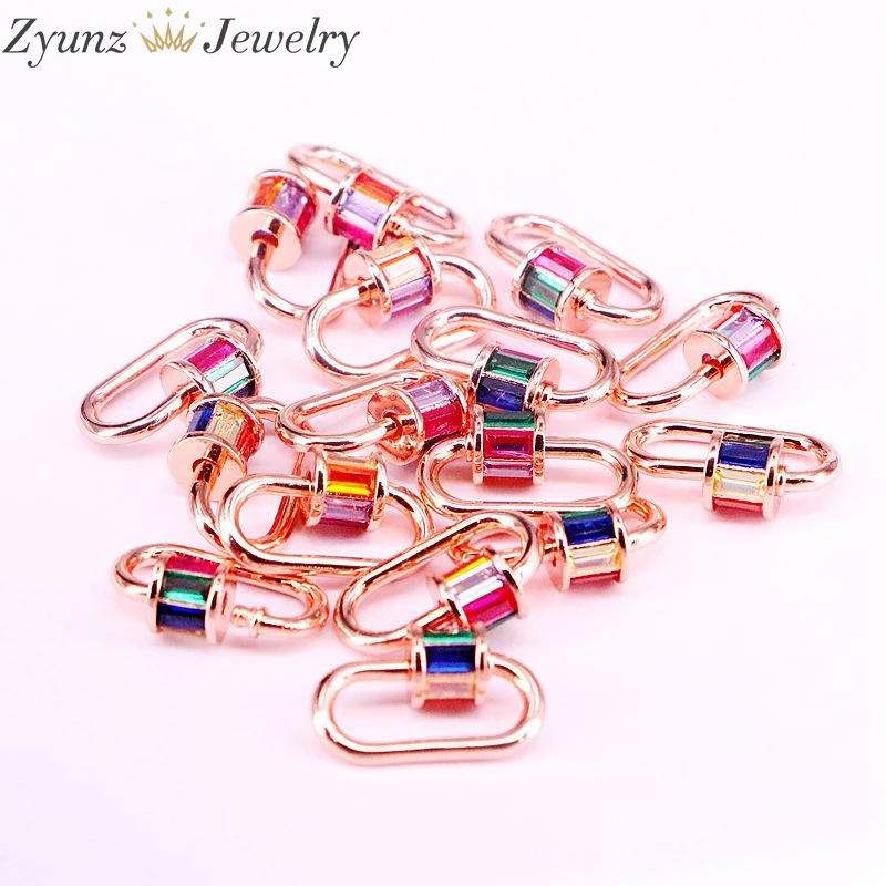 5 шт. многоцветная застежка из фианита с микрозакрепкой овальная форма карабин
