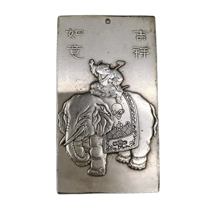 

Chinese Old Tibetan Silver Relief Good Luck Waist Card Amulet Pendant Feng Shui Lucky Card Pendant