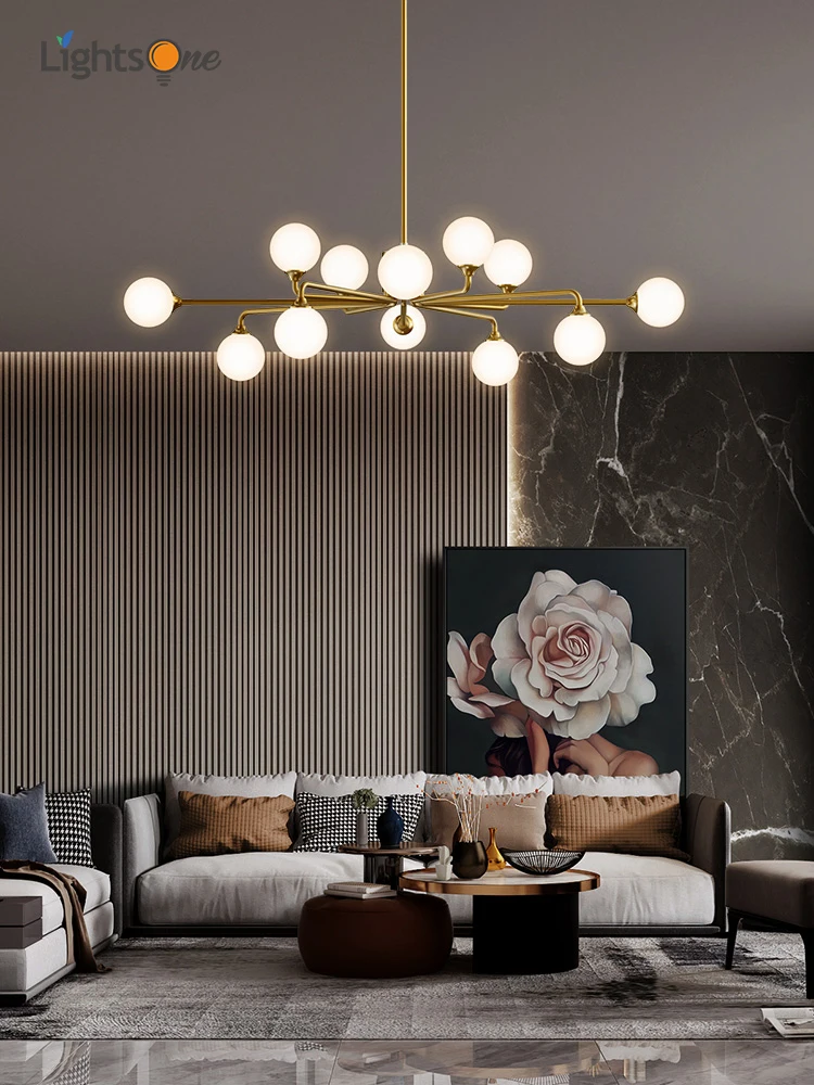

Nordic all copper living room chandelier simple restaurant chandelier creative personality magic bean lamps