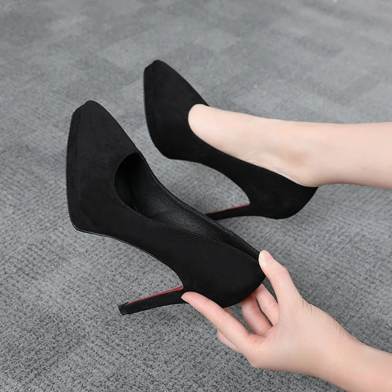 

Туфли-лодочки женские из флока, заостренный носок, платформа, очень высокий каблук, пикантные вечерние туфли, весна 2024