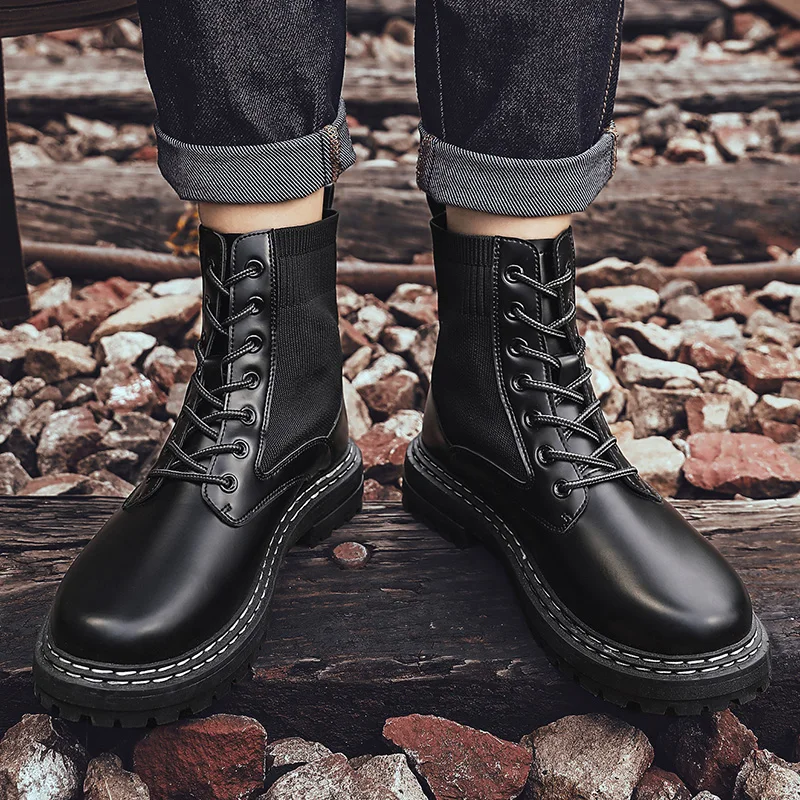 

MEN heels 2020 high dress boots BOOTS for boty home Mens shoes man ankle vintage mens Winter casual leather men zapatos hombre